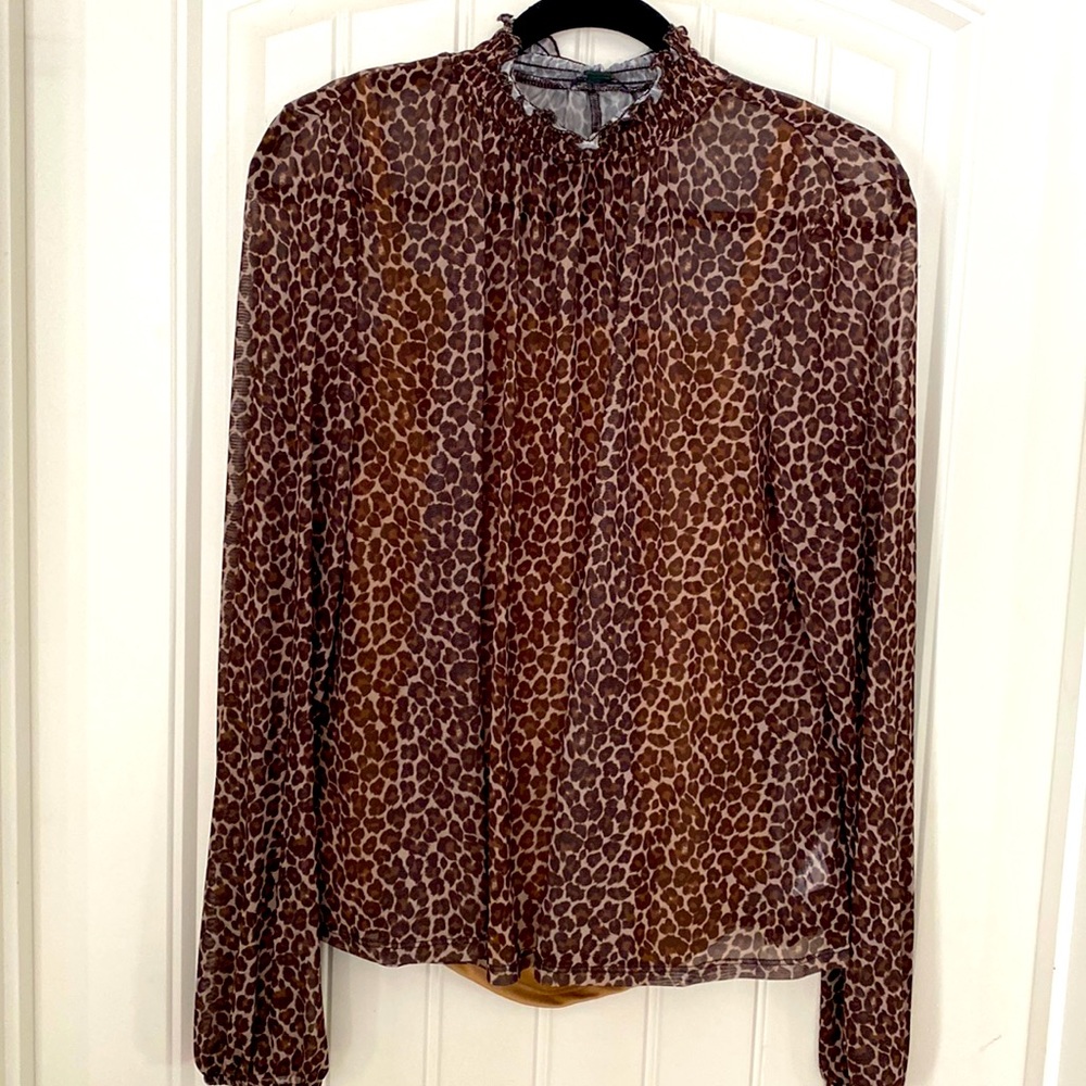 New Animal Print High Neck Blouse with attached camisole.